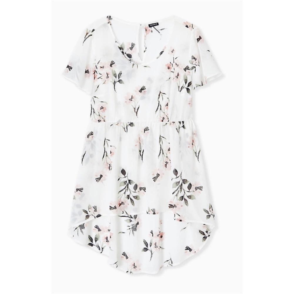 NWT Torrid White Floral Chiffon HiLo Tunic size 2
